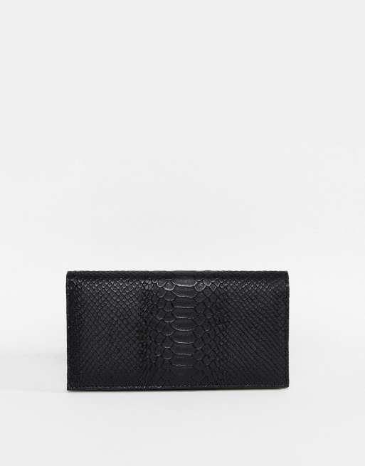 ASOS DESIGN croc effect foldover wallet | ASOS