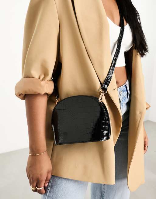 ASOS DESIGN resin top handle cross body bag with detachable resin shoulder  bag strap in stone