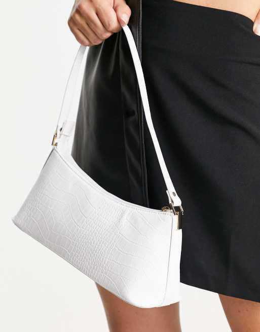 ASOS DESIGN envelope crossbody bag with top handle and detachable crossbody  bag strap in white croc