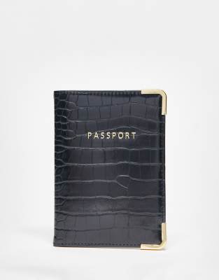 ASOS DESIGN croc passport holder-Black φωτογραφία