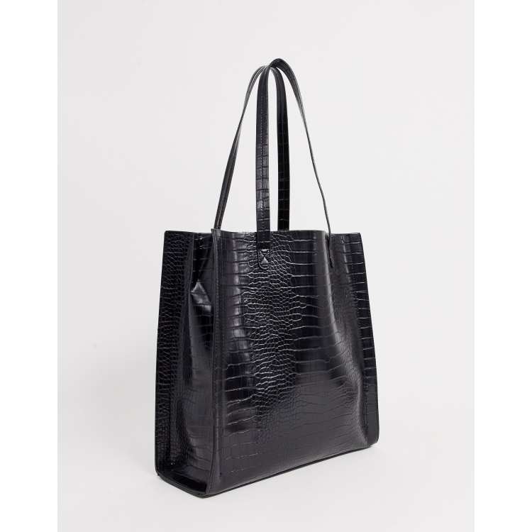 ASOS DESIGN tote bag with removeable laptop compartment in black