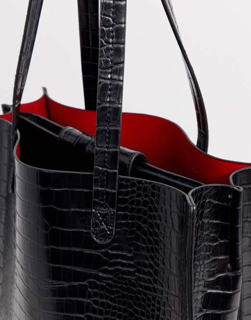 ASOS DESIGN croc shopper with laptop compartment