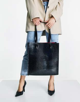  ASOS DESIGN croc tote bag with laptop compartment  - ASOS Price Checker