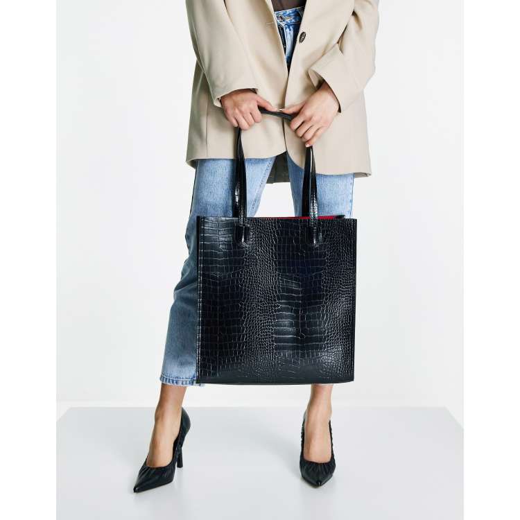 ASOS DESIGN croc tote bag with laptop compartment