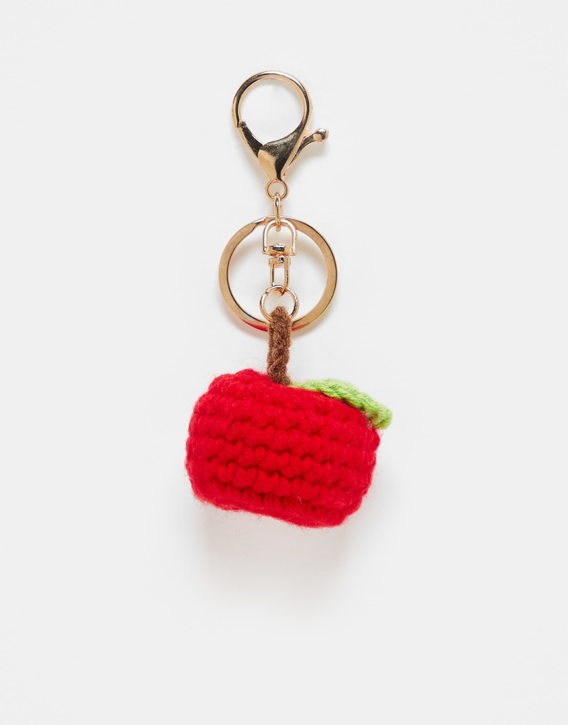asos design crochet apple bag charm