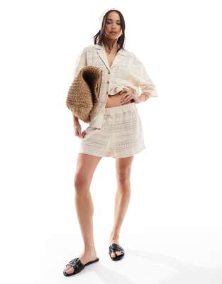 Asos Design Crochet Camp Collar Shirt