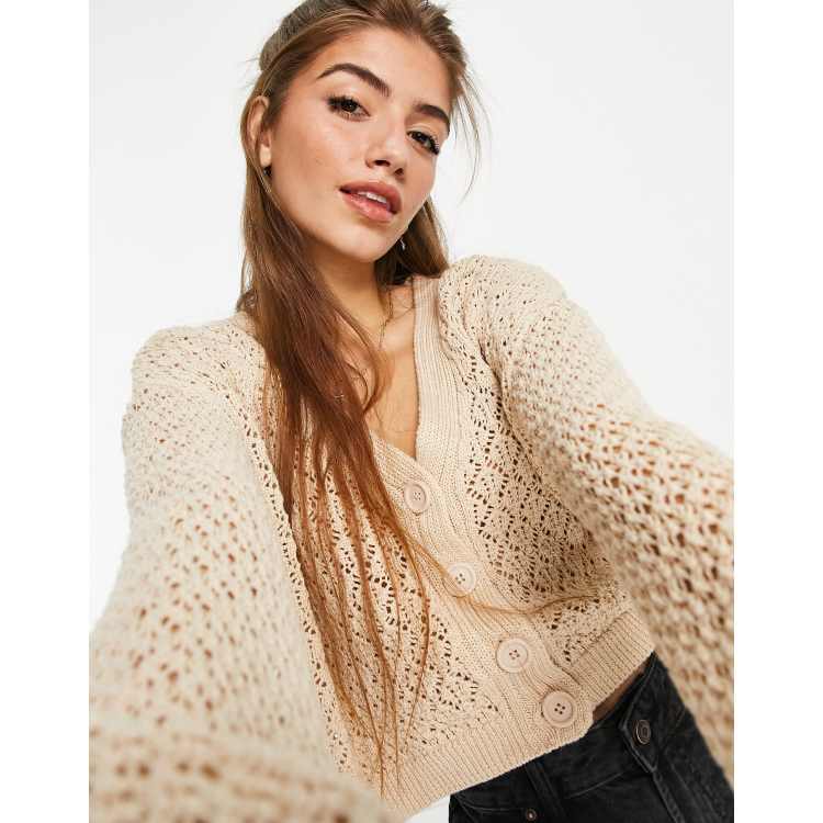 Lucky Brand Crochet Cardigan in Natural