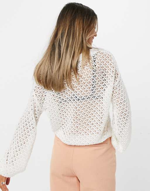 Crochet cream outlet cardigan