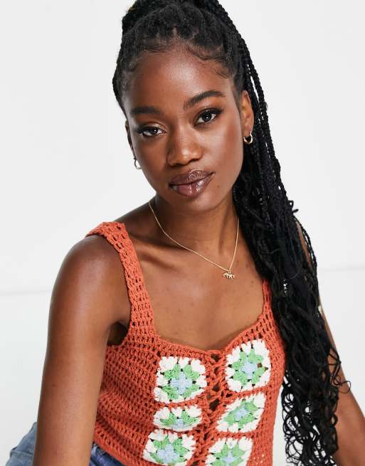 ASOS DESIGN daisy crochet tank top