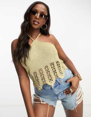 Crochet halter crop top - PULL&BEAR