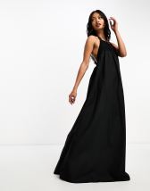 ASOS DESIGN Tall off shoulder cotton maxi dress with ruched bust