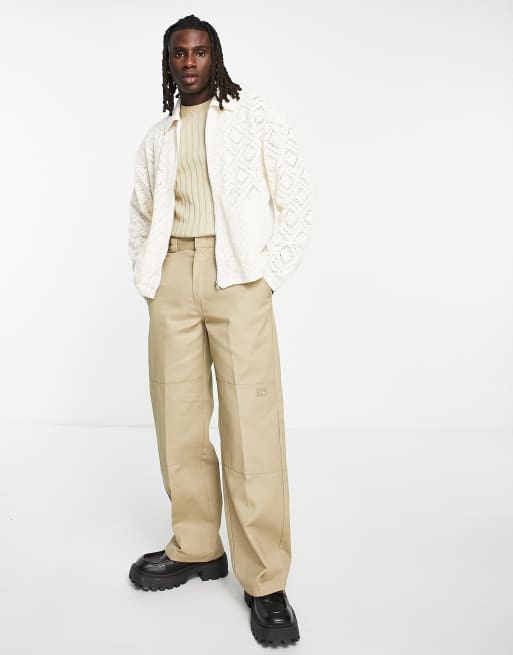 ASOS DESIGN crochet harrington jacket in beige, 4 of 4