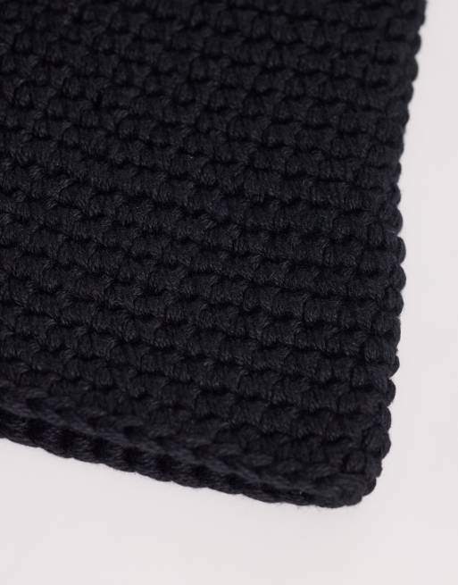 ASOS DESIGN crochet hat in black, 3 of 3