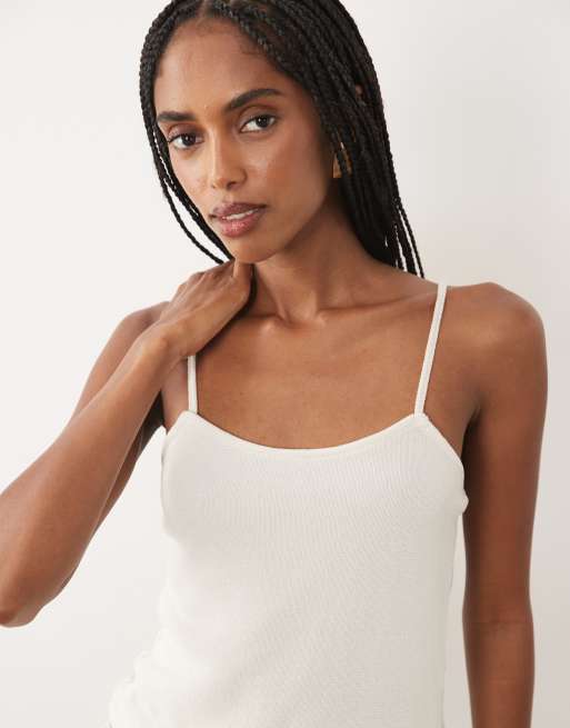 ASOS DESIGN crochet jersey cami top in cream - part of a set, 3 of 4
