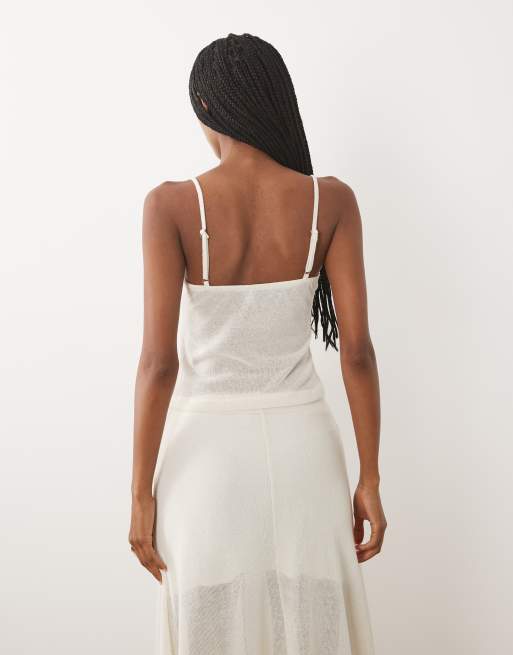 ASOS DESIGN crochet jersey cami top in cream - part of a set, 4 of 4