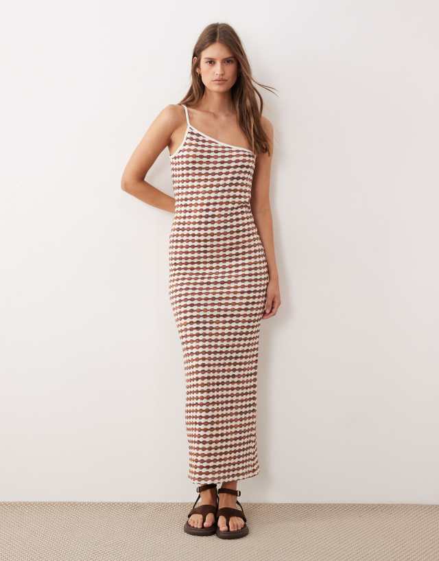 ASOS Design - Crochet Jersey One Shoulder Maxi Dress - Women - Cotton/Polyester/Viscose - M