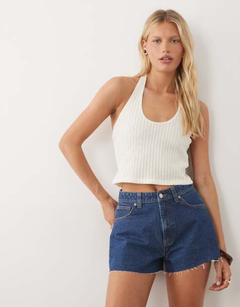 ASOS DESIGN crochet jersey scoop neck top co-ord in cream - view 1