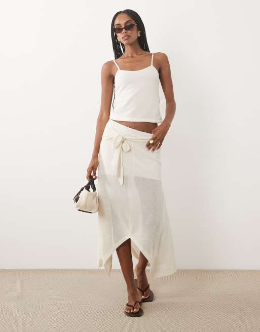 ASOS DESIGN crochet jersey cami top co-ord in cream, 2 of 3
