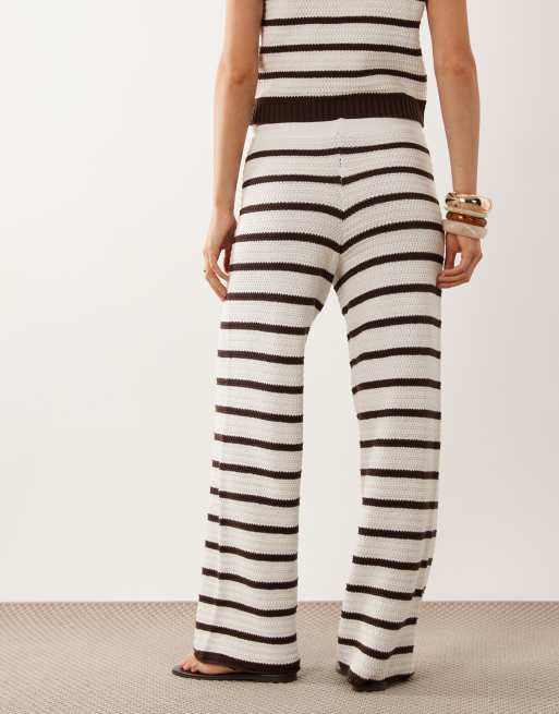 ASOS DESIGN crochet knit beach pants in brown stripes - part of a set, 2 of 5