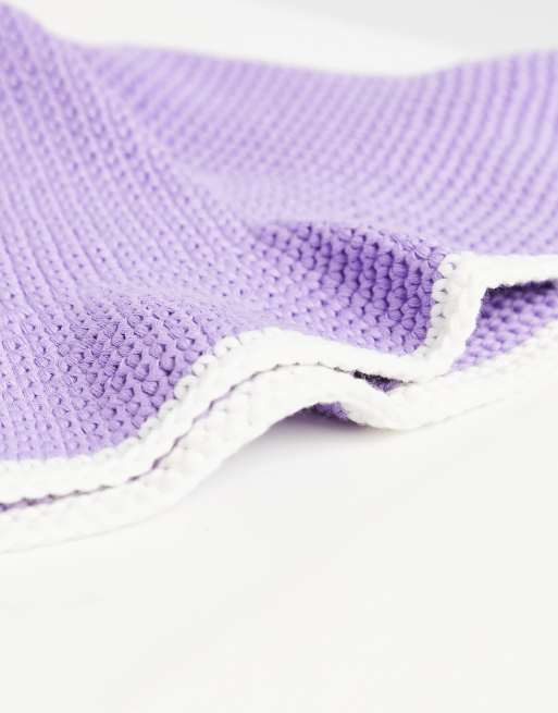 ASOS Crochet Knit Bucket Hat in Purple