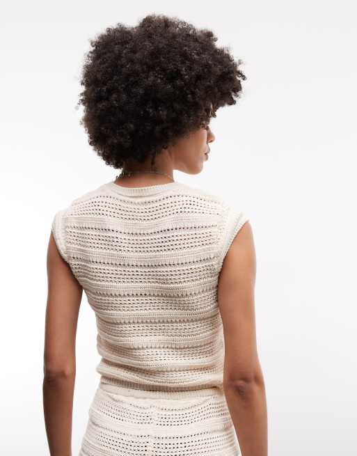ASOS DESIGN crochet knit crop top in ecru - part of a set, 4 of 4