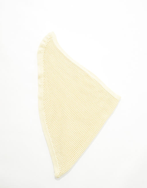 ASOS DESIGN crochet knit head scarf in buttermilk yellow