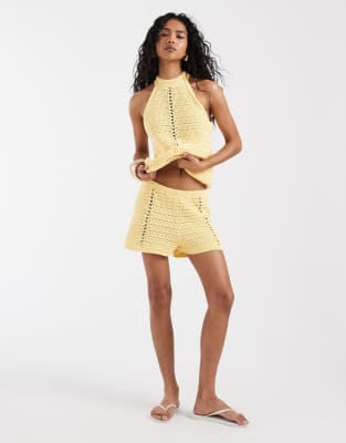 Asos Design Crochet Knit Micro Shorts In Multi