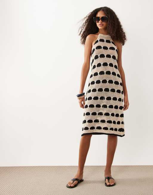 ASOS DESIGN crochet knit mini dress in polka dot, 2 of 4