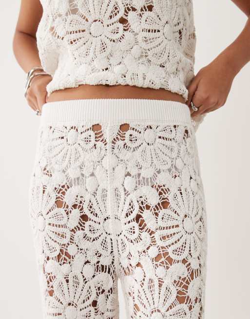 ASOS DESIGN crochet knit pants in white - part of a set, 3 of 5