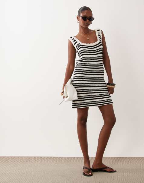 ASOS DESIGN crochet knit square neck mini dress - view 1