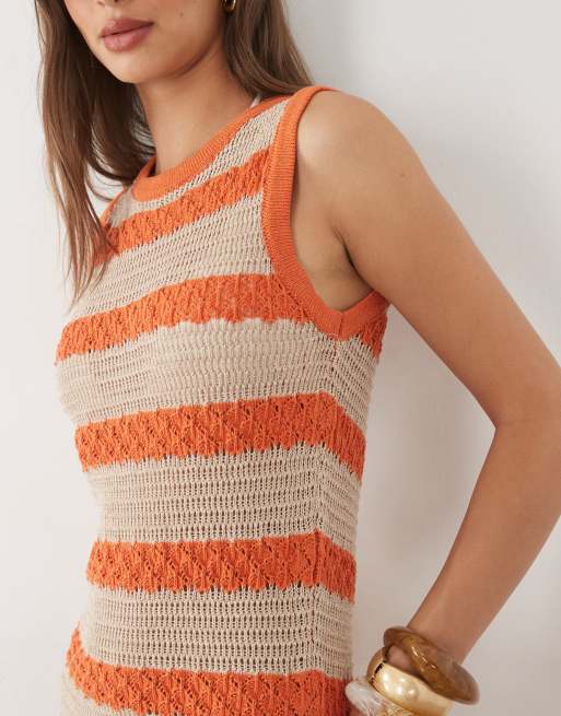 ASOS DESIGN crochet knit stripe mini dress, 4 of 4