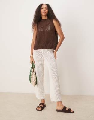 Asos Design Crochet Knit Tabard Tank Top With Tie Sides