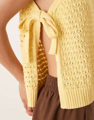 Asos Design Crochet Knit Tabard Vest Top With Tie Sides