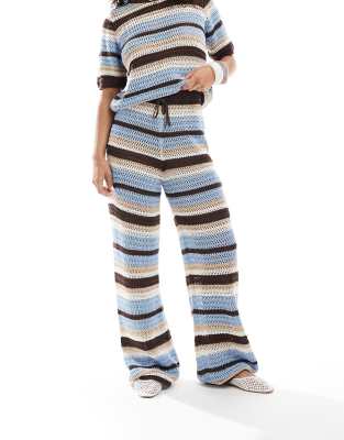 Shop Asos Design Crochet Knit Wide Leg Pants