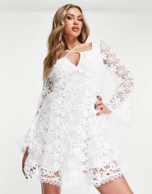 Full Picture White Lace Mini Dress