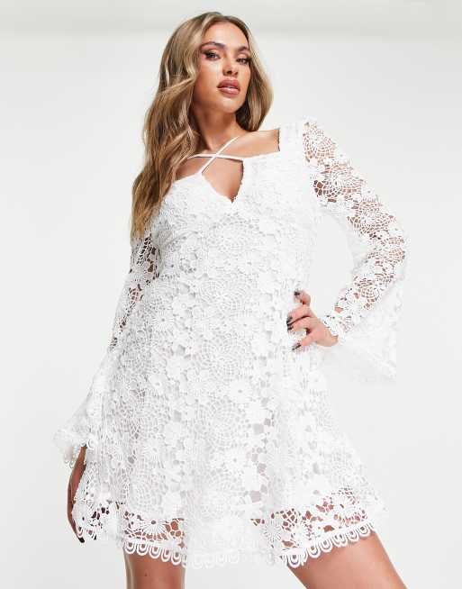 Asos white crochet dress sale