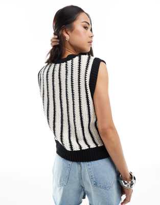 Asos Design Crochet Look Button Up Top In Multi