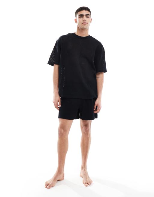 ASOS DESIGN crochet lounge set in black, 4 of 4