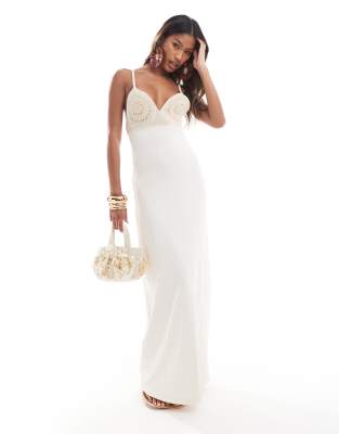 ASOS DESIGN crochet maxi dress in cream | ASOS