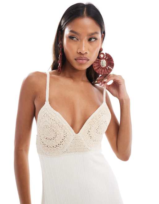 white christmas dresses Red High Neck Crochet Bodycon Dress – AX Paris main image 0