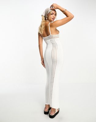ASOS DESIGN crochet maxi dress in white