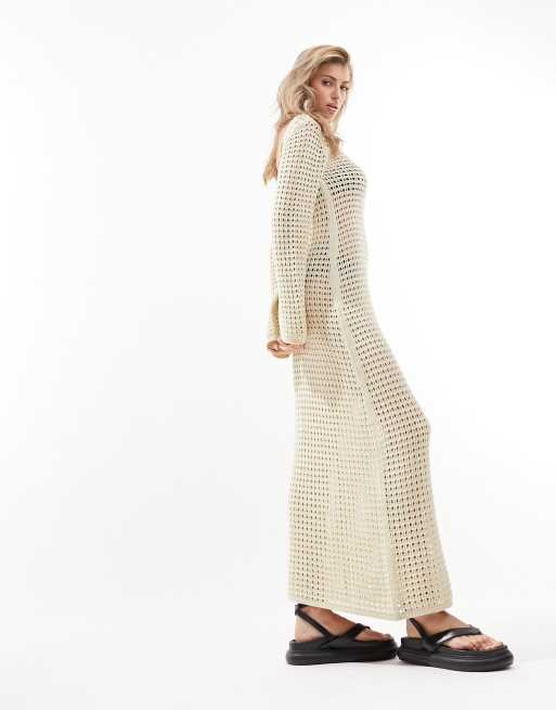 Beige crochet sale maxi dress