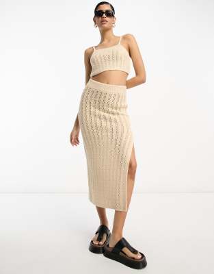 ASOS DESIGN co-ord crochet maxi skirt in cream - ASOS Price Checker