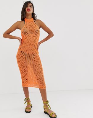 asos crochet midi dress