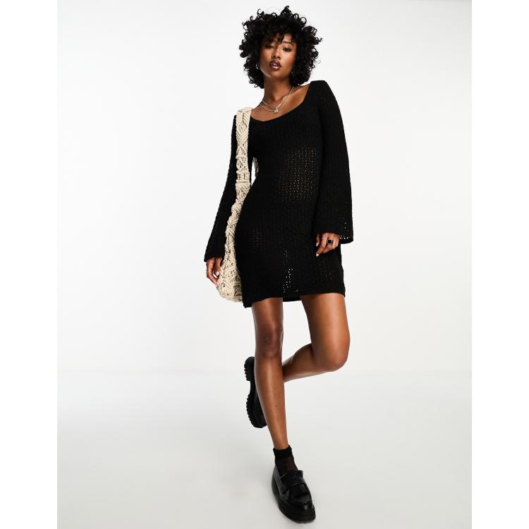 ワンピース Andmary Heart crochet mini dress black ANDMARY】Heart crochet mini dress