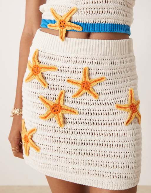 ASOS DESIGN crochet mini skirt with applique starfish - part of a set, 2 of 5