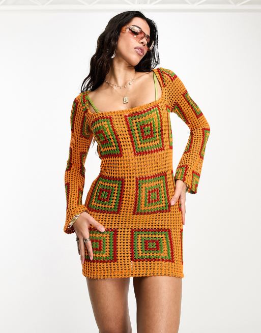 Summer Knitted Crochet Dress Beach Wear Women Two Piece Set, 49% OFF