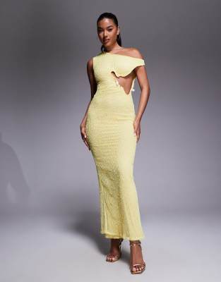 Asos Design Crochet One Shoulder Trim Detail Maxi Dress
