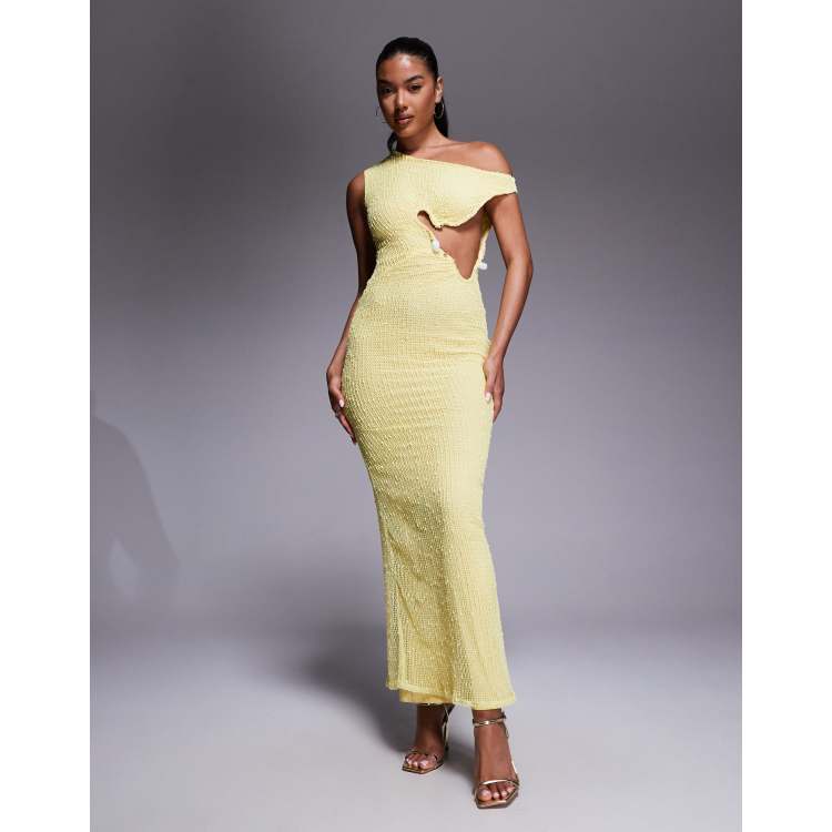 asos yellow crochet dress ASOS Kenny Crochet Beach Maxi Dress in Yellow