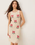 [ASOS DESIGN] ASOS DESIGN crochet patchwork embroidered floral mini dress in cream-White 10 CREAM